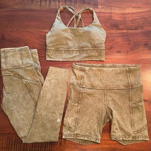 Ice Dye Moss Green Bundle - Size 6-8 - Energy Bra, Fast and Free Shorts, Tights